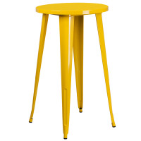 Flash Furniture CH-51080-40-YL-GG 24'' Round Metal Indoor-Outdoor Bar Height Table in Yellow